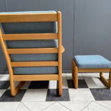 Johannes Andersen highback chair with hocker for Silkeborg Denmark