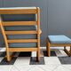 Johannes Andersen highback chair with hocker for Silkeborg Denmark
