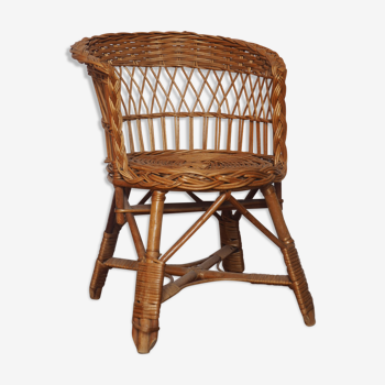 Wicker & rattan armchair for children