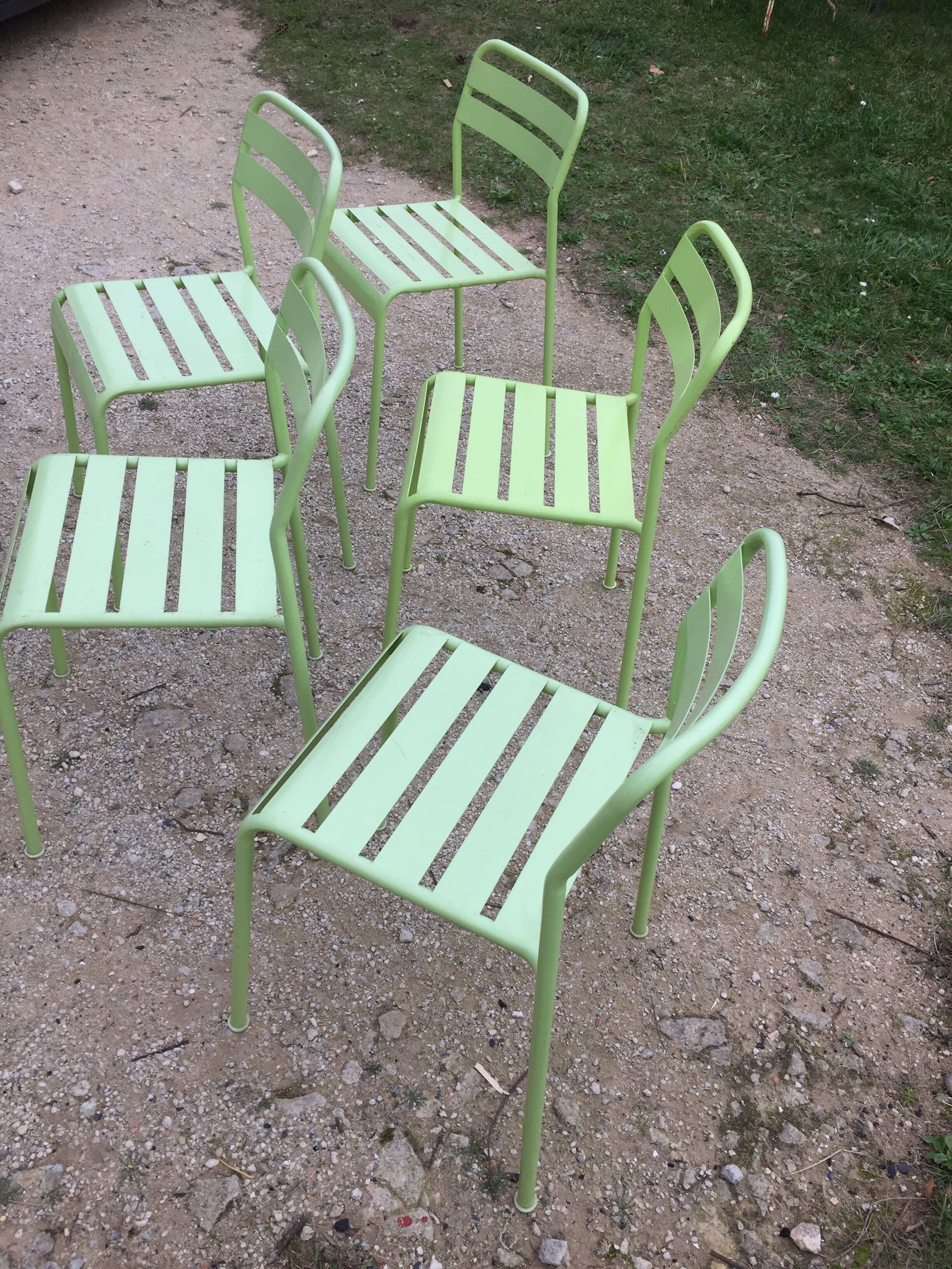 Six Roxö metal stackable chairs by Ola Wihlborg for Ikea 2010