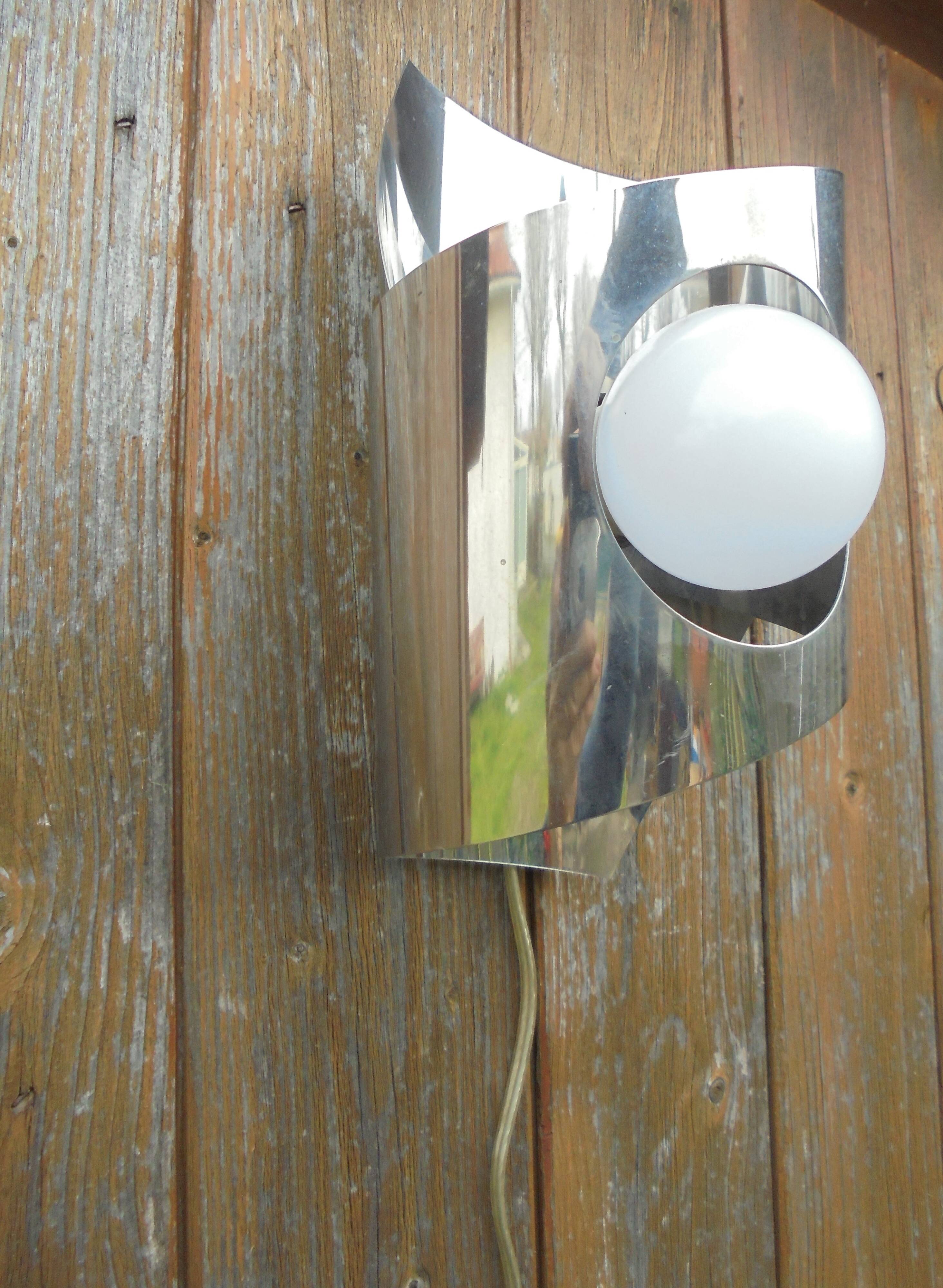 70's steel wall light