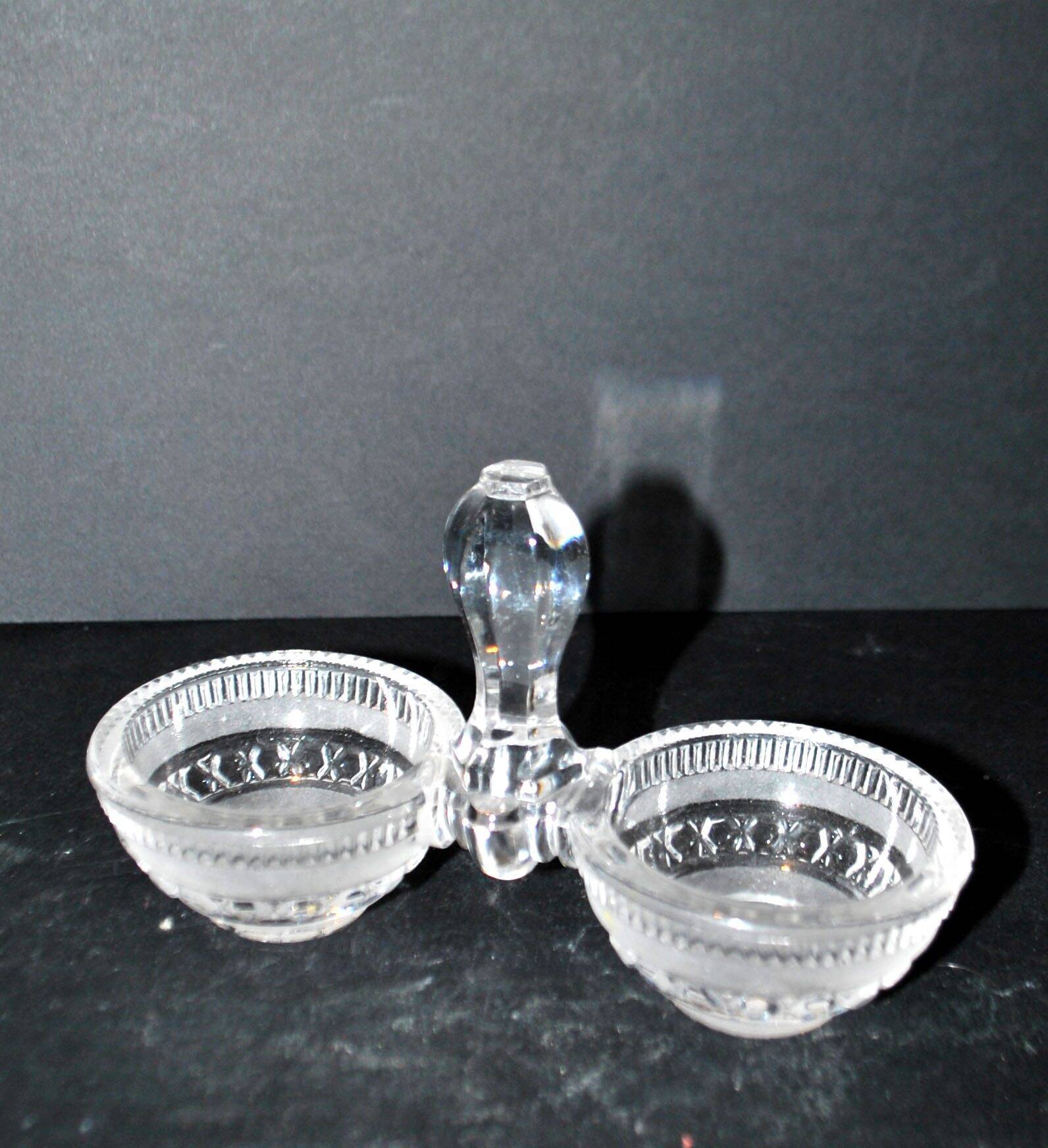 Antique Baccarat double crystal salt cellar, signed