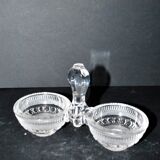 Antique Baccarat double crystal salt cellar, signed