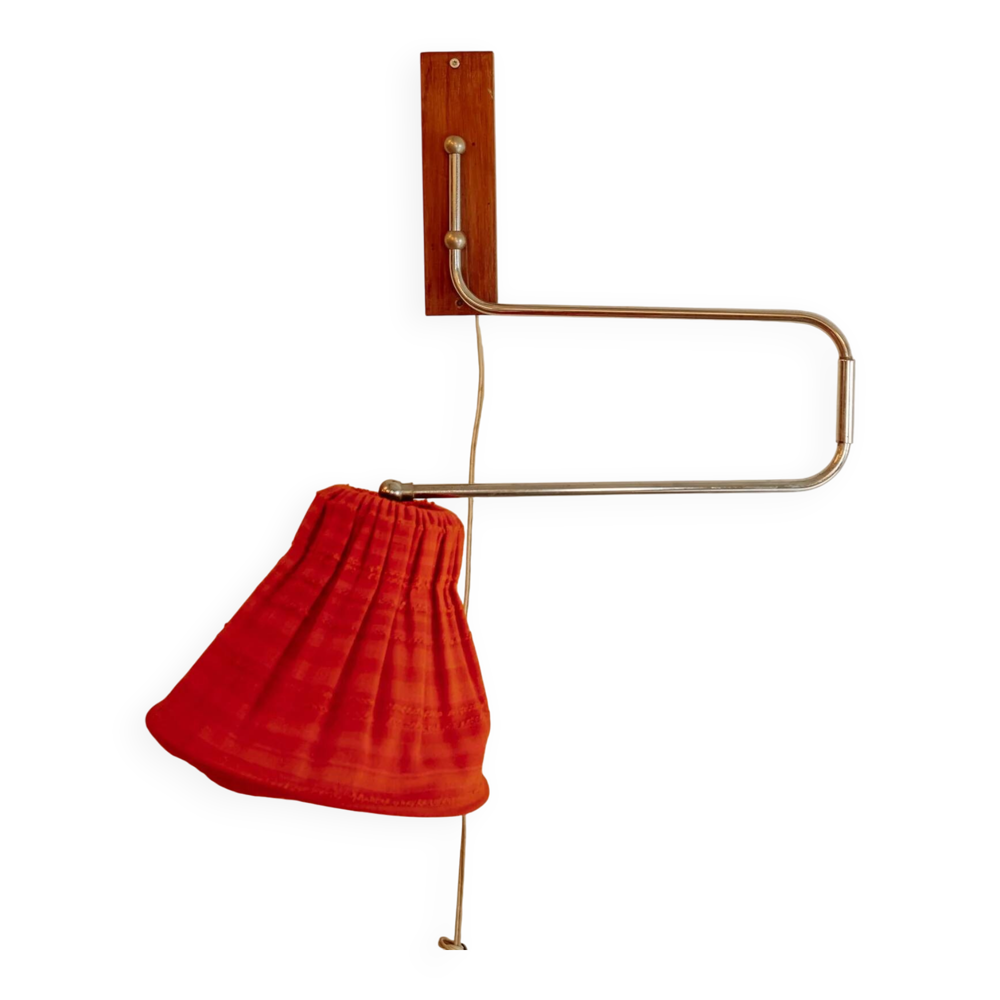 Applique murale vintage mid-century à bras pivotant – Teck & chrome