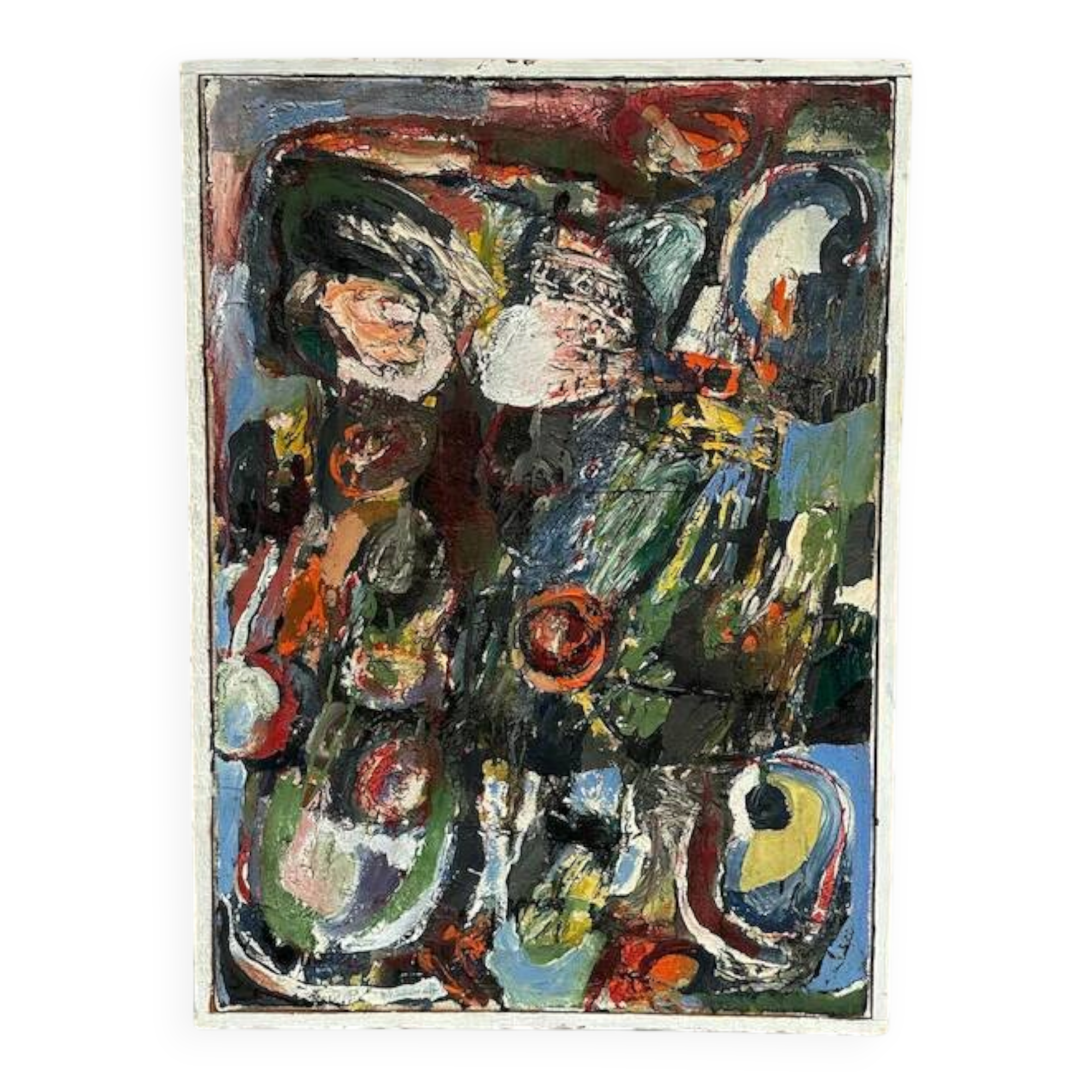 Original Swedish Oil on Canvas – “Abstract Composition” by Valter Gibson – Dated 1965 – Vintage & Framed