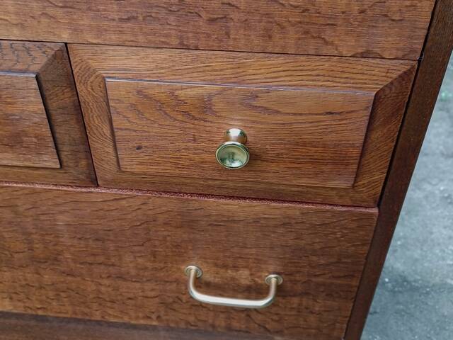 High chest of drawers, Stag brand, 1980s, vintage, United Kingdom