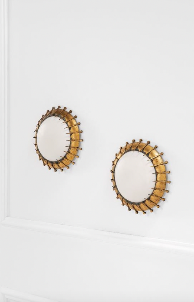 Set of 2 Brutalist sconces, France 1960s