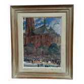 Original Swedish Oil on Panel – “Castle Behind Trees” by K. Gustaf Strandgers – Signed – Vintage & Framed