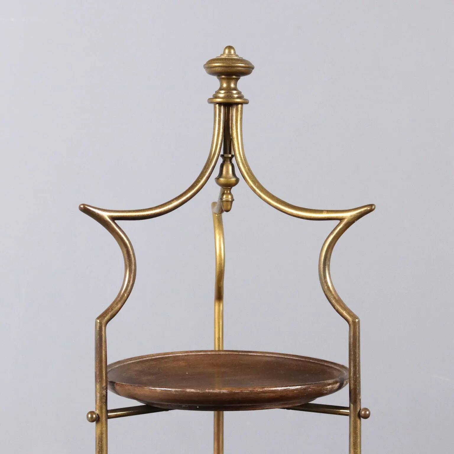 Small vintage shelf in brass and wood, design, Italy, 1950s