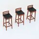 Erik Buck set of three bar stools in teak and leather Dyrlund Denmark 1960