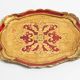 Deep red vintage decorative plate in wood, Italy, 1960s