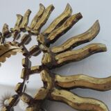 Sun mirror in gilded wood with inlays