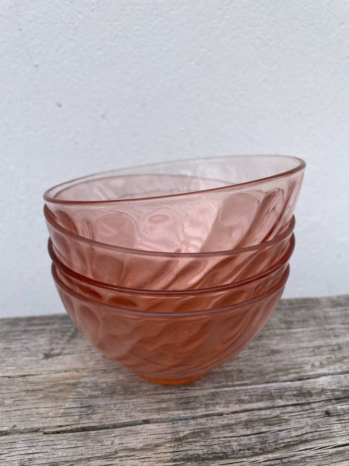 4 bols Rosaline en verre rose
