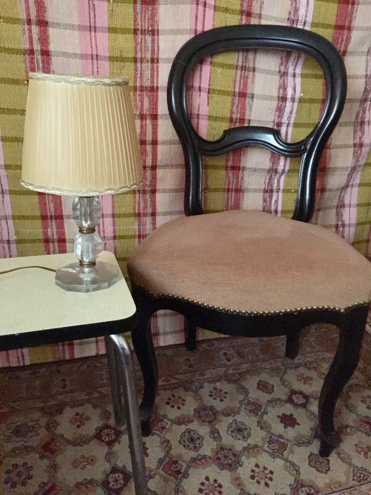 Chair Louis Philippe velvet rose