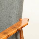 Vintage armchair renovated im wool upholstery graphite colour