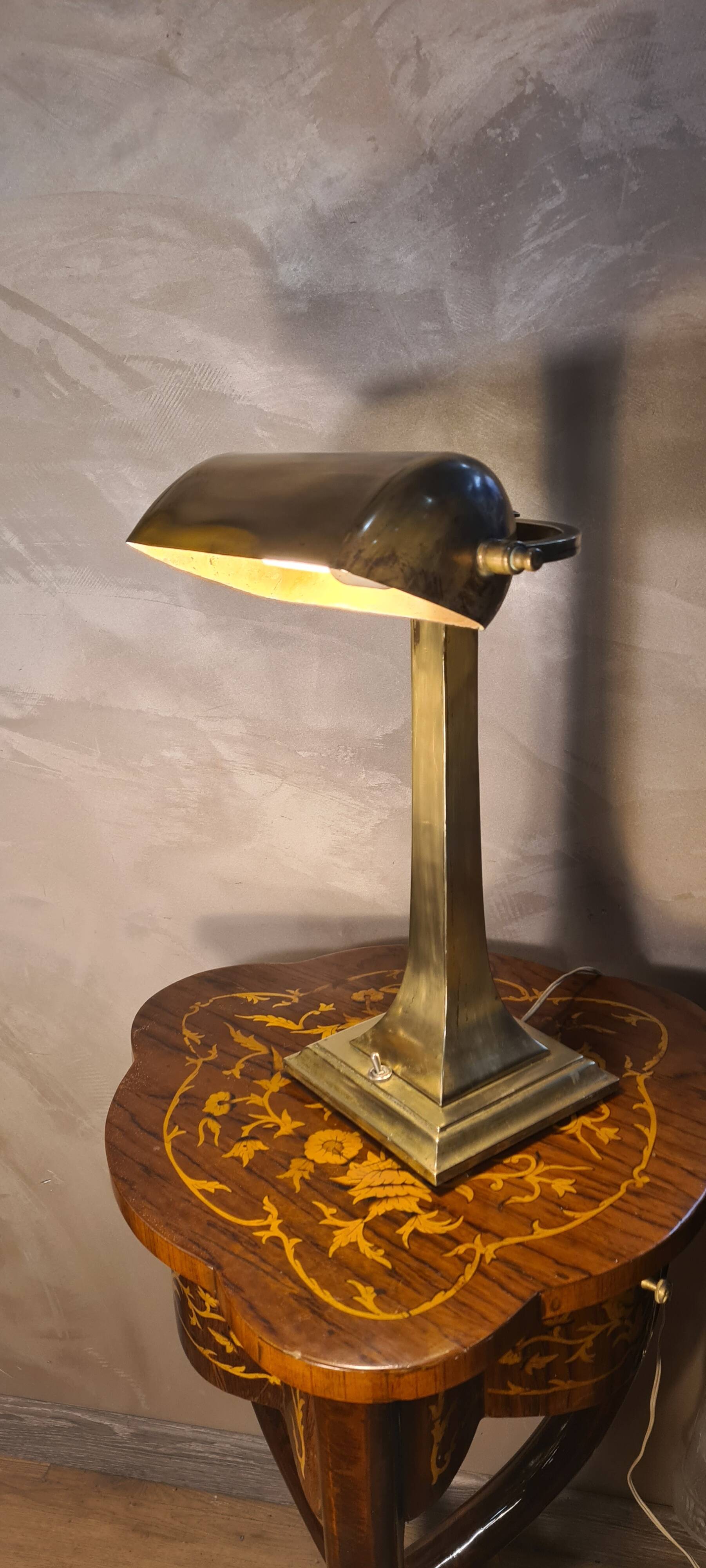 Art Deco brass desk lamp from the 1930s to 1950s, electric OK, h43x30