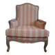 Louis XV bergère style, cerused, reupholstered in coral striped linen – Very good condition.