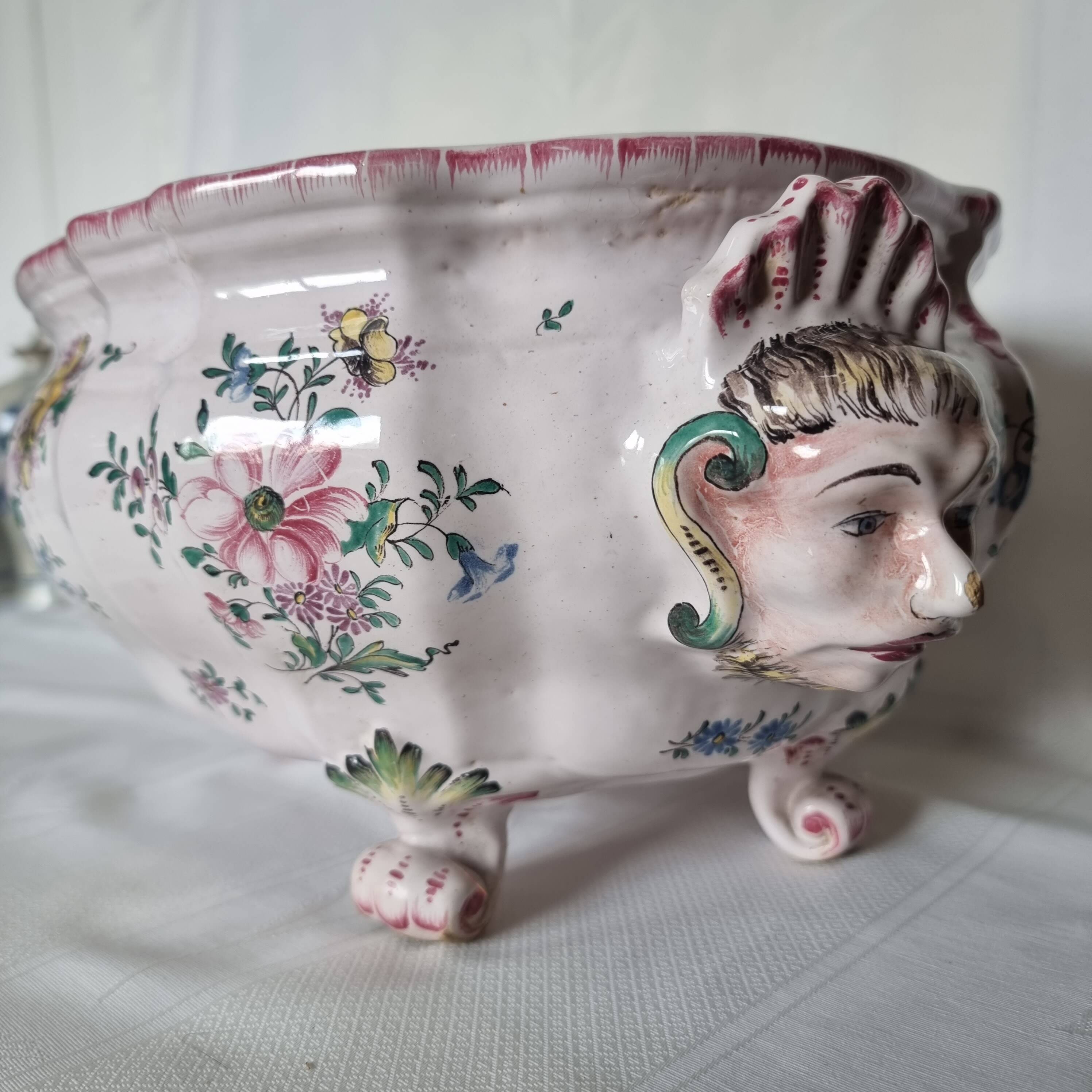 Antique 18th century Marseille earthenware planter by Veuve Perr