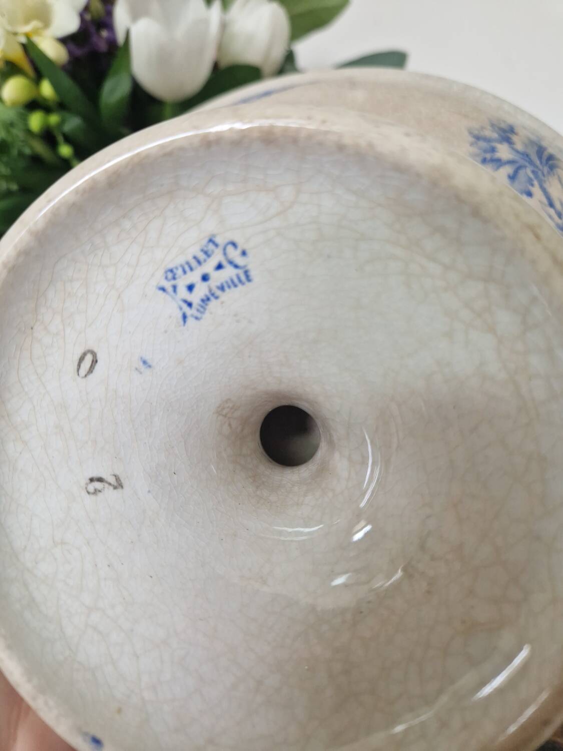 Lunéville ironstone fruit bowl, bowl on foot