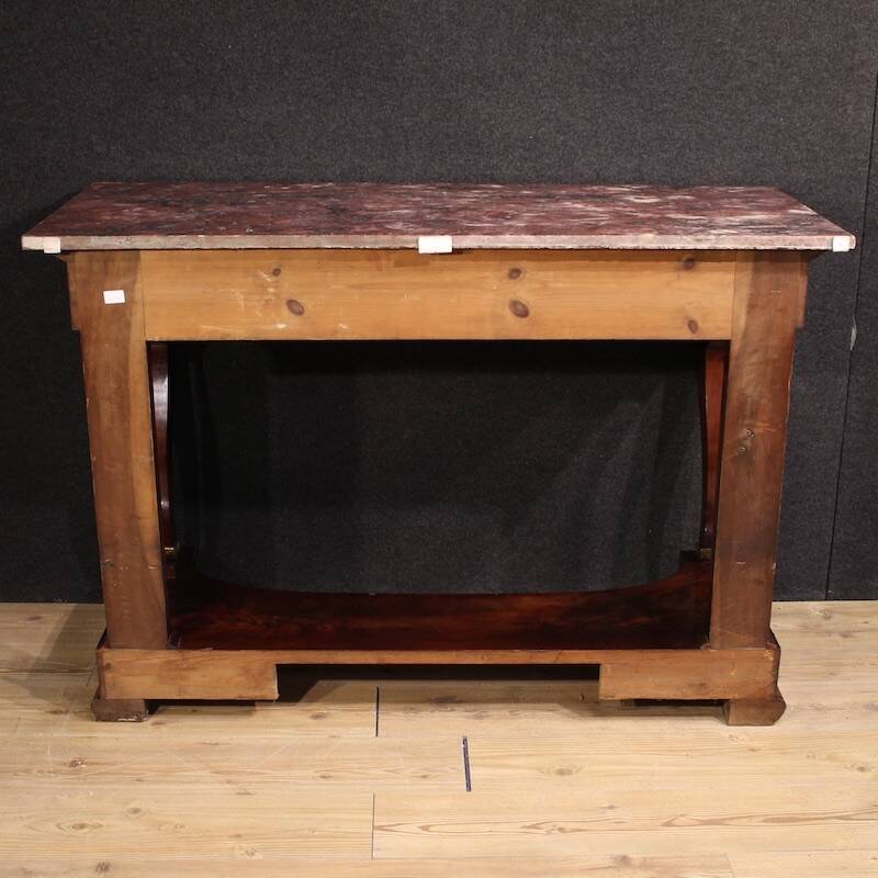 19th century Italian Empire style console table with marble top