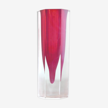 Vase en verre de Murano rouge années 50