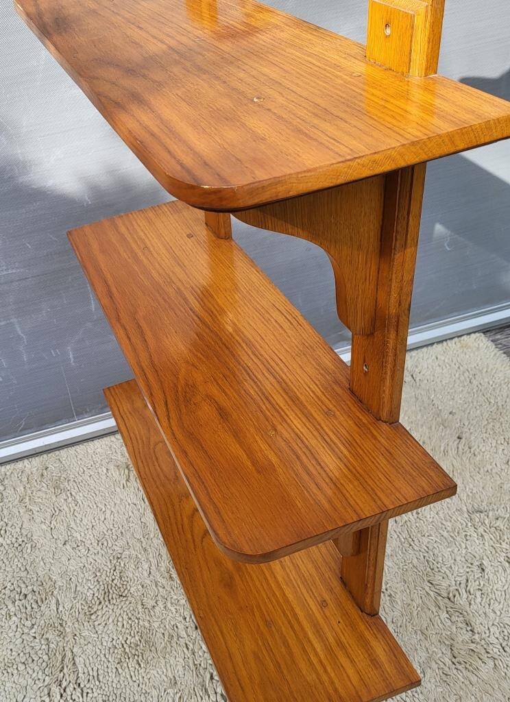 3-shelf oak wall shelf