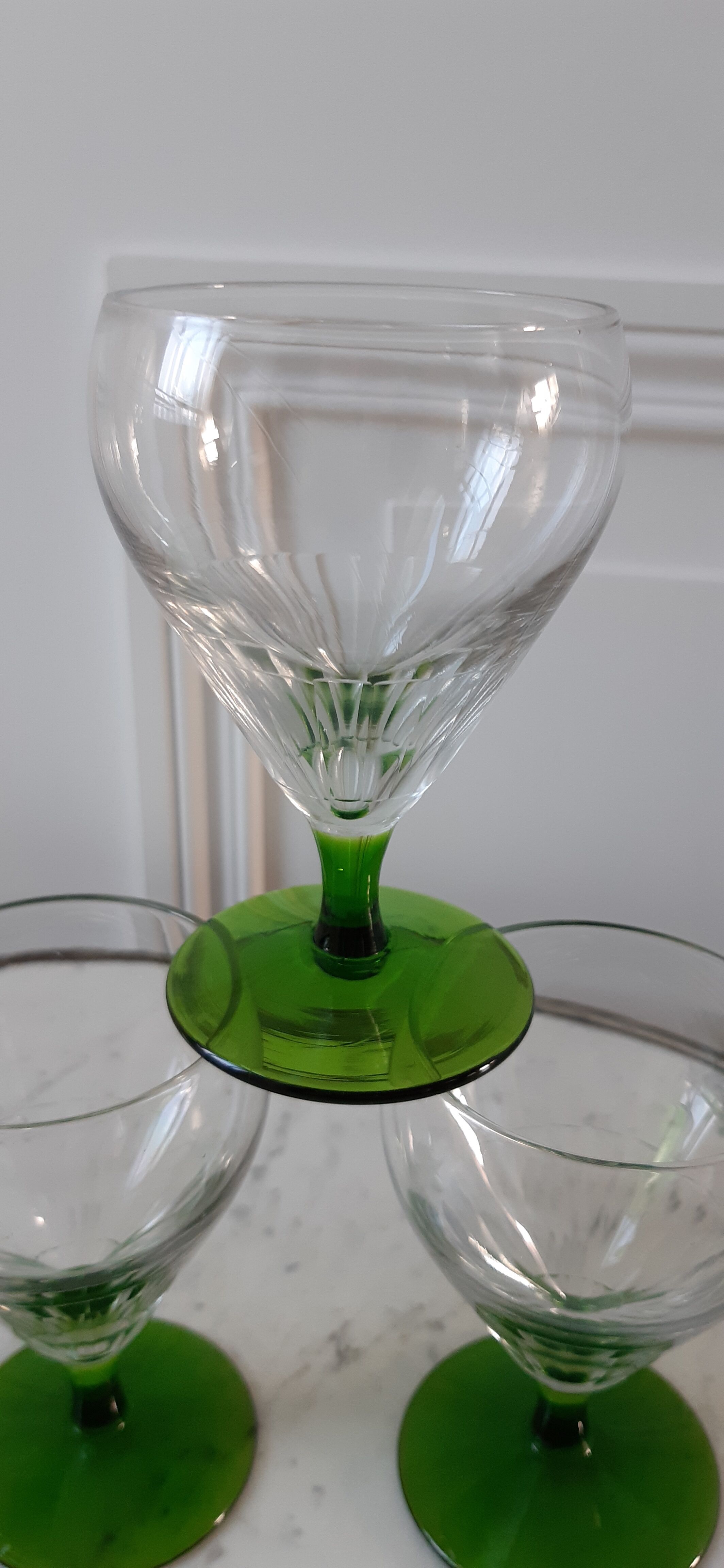 Set of 5 colored foot glasses 50s