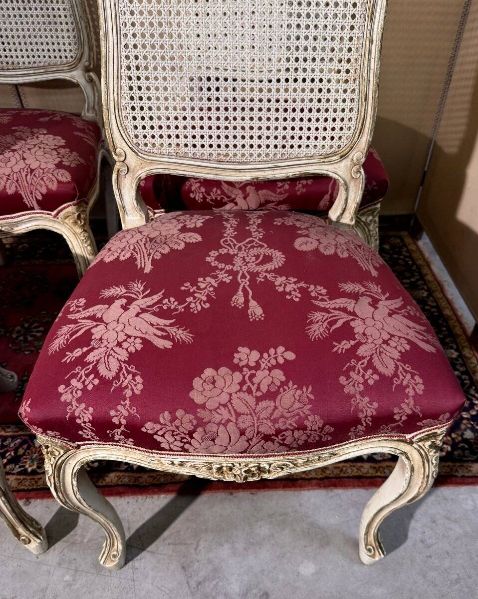 Set of four Louis XV chairs in lacquered wood