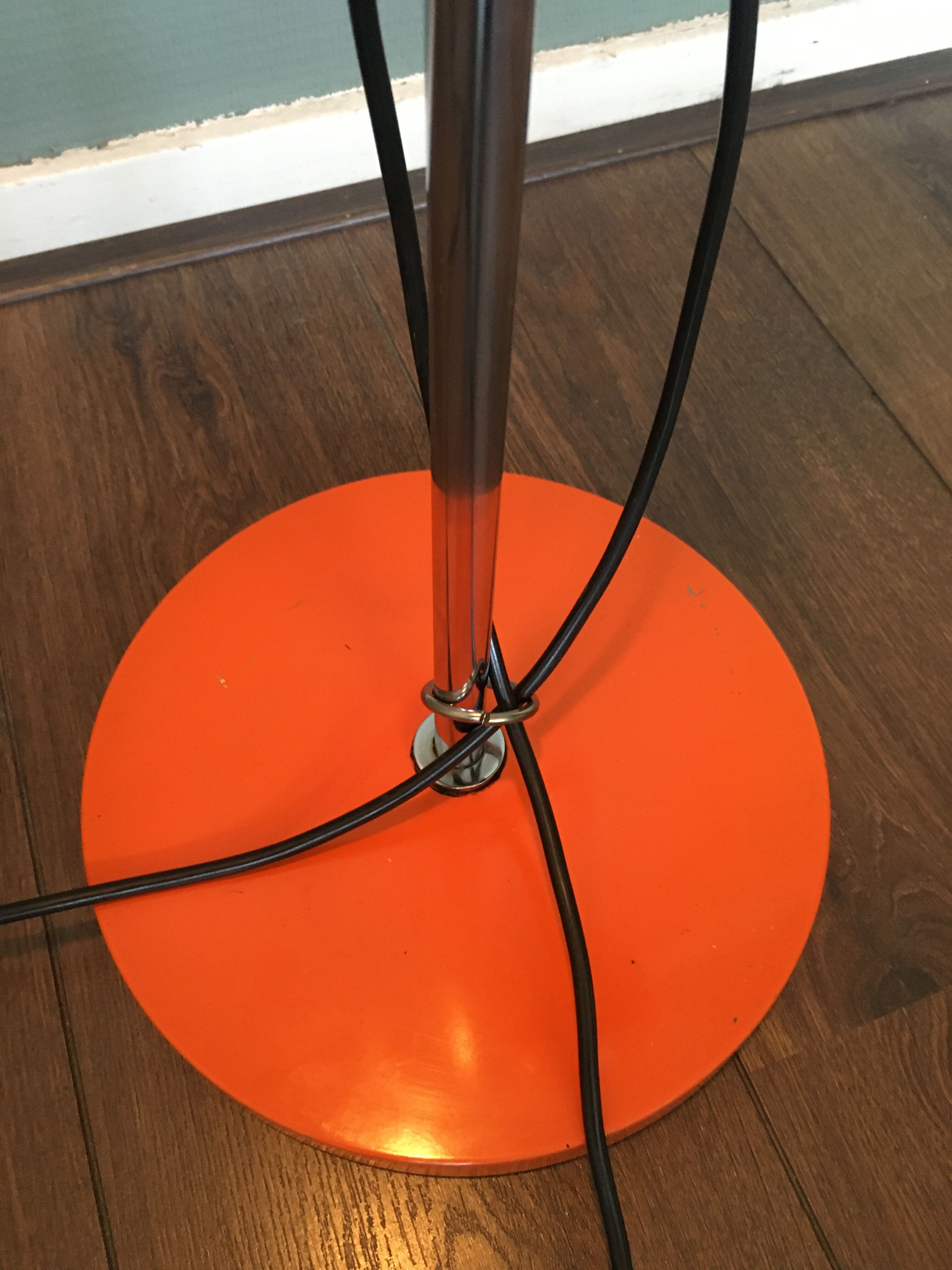 Chrome plated and orange steel floor lamp, 1960s