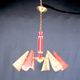 Bi-color chandelier, perforated metal, France Mid-Century