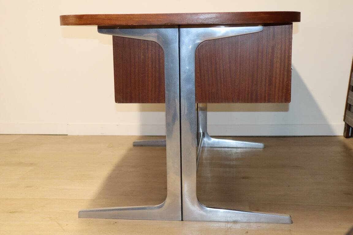 Vintage desk by George Nelson in wood and aluminum, 1960s