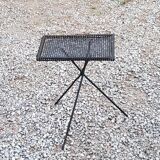Side table in black perforated metal rigitulle from the 50s