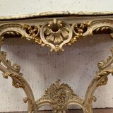 Carved console Louis XV style painted and gilded wood XX century