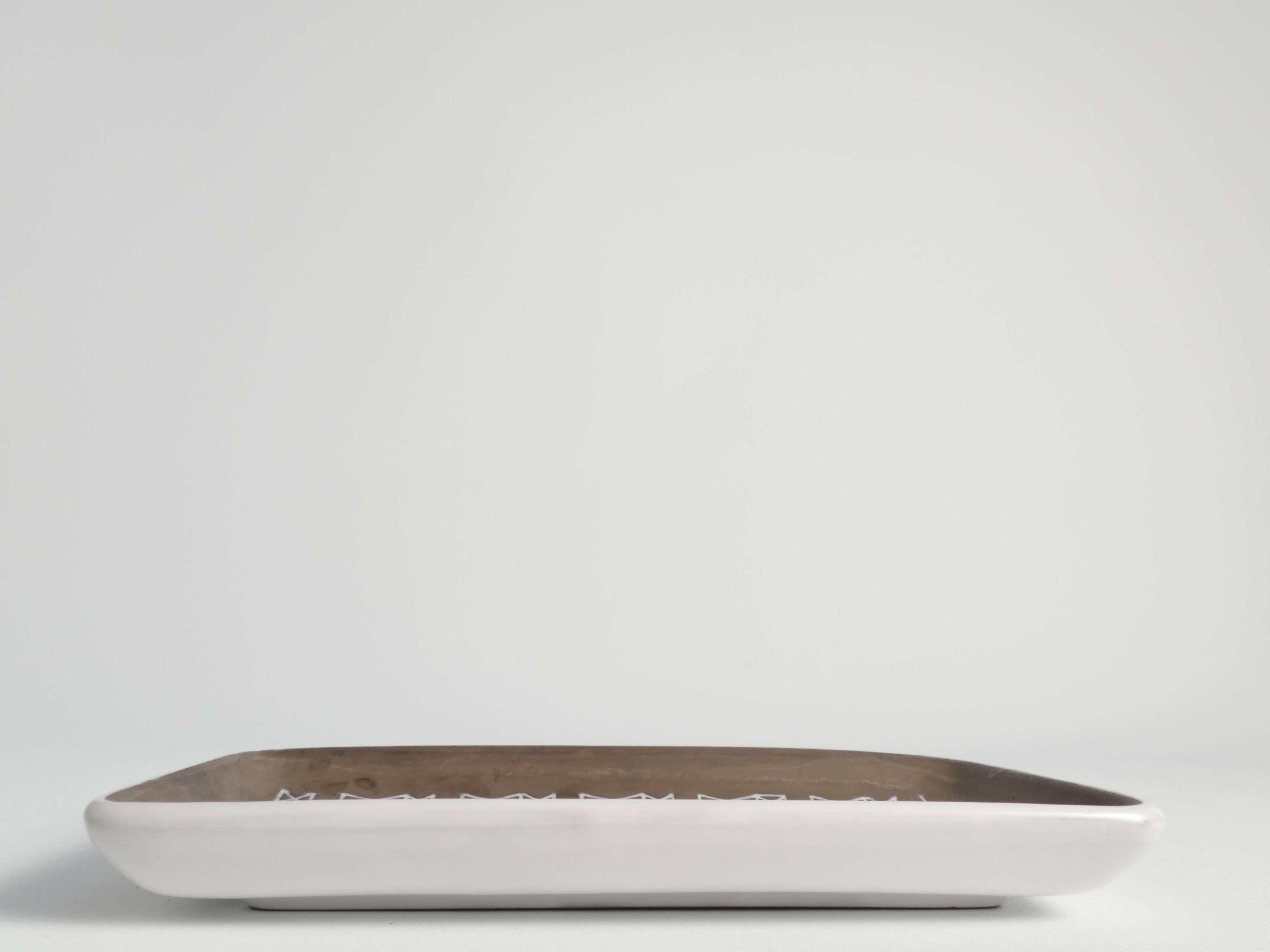 Brown and White "Corso" Ceramic Dish by Ingrid Atterberg for Upsala Ekeby, 1950s