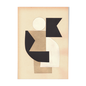 Collage on antique paper • C448 • Signed Eawy