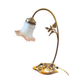 Art deco lamp brass and opaline