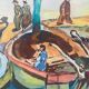Original Gouache painting "Marin au port" signed G. Peyrondet around 1950