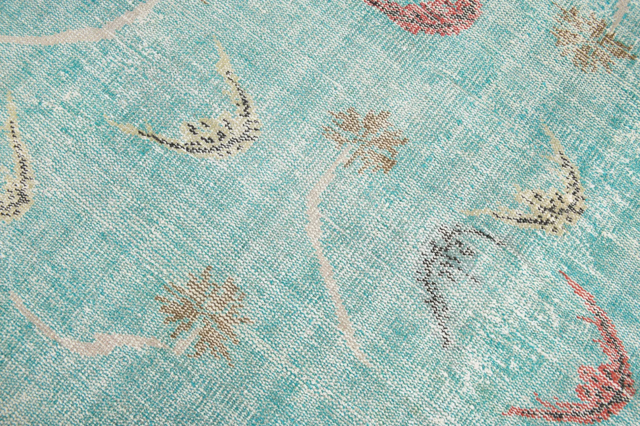 Teal Green Turkish Vintage Rug, Persian Style Living Room Carpet, 222x321Cm