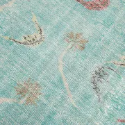 Teal Green Turkish Vintage Rug, Persian Style Living Room Carpet, 222x321Cm