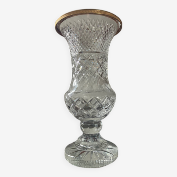 Large chiseled bohemian crystal vase 35cm