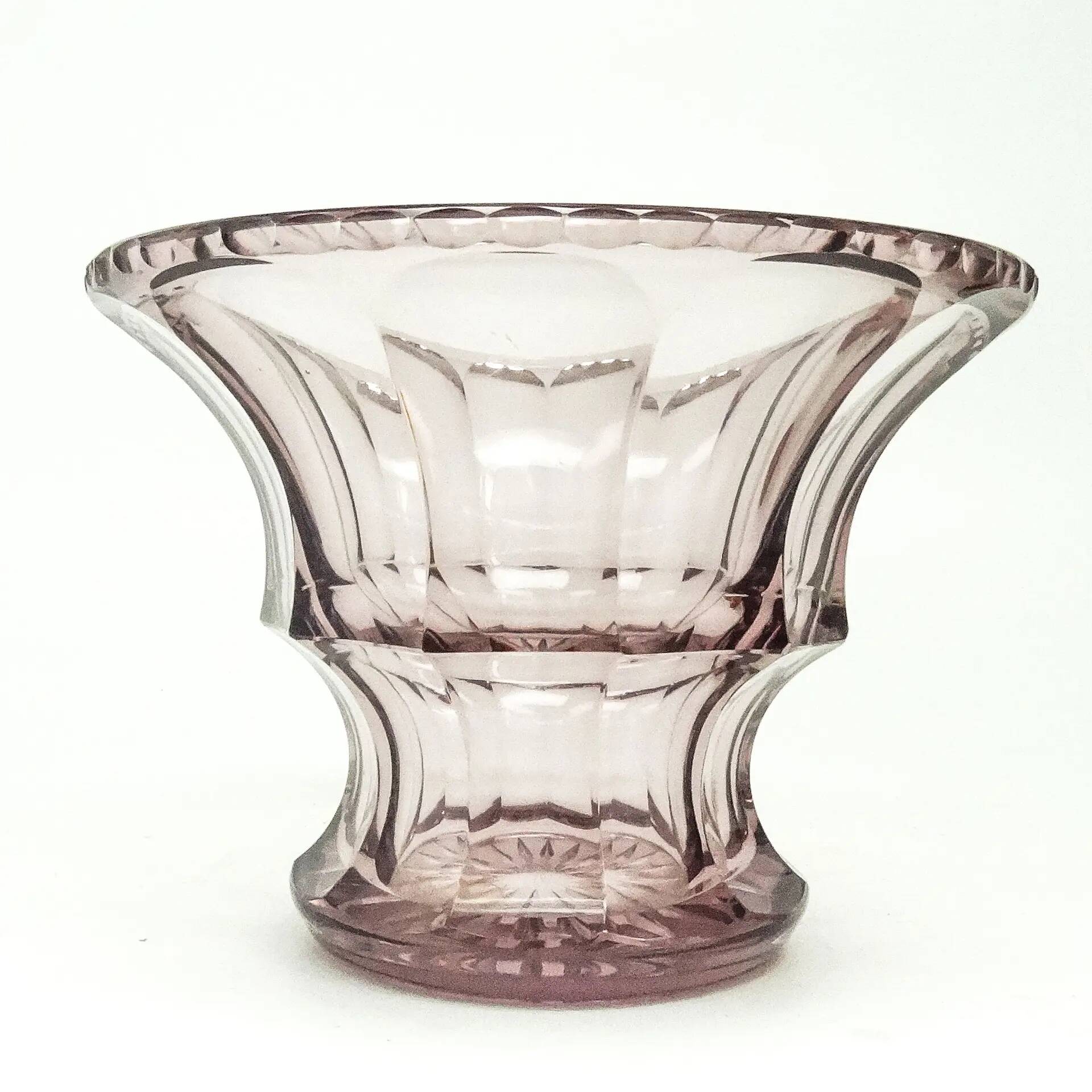 Art Deco vase, crystal, designed by J. Hoffmann, Bohemia, Czechoslovakia, 1930s