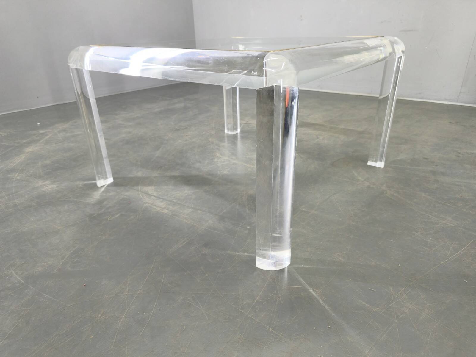 Italian Acrylic, Brass and Glass Coffee Table, 1980s