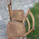 Set of 2 old and screen-printed bistro chairs