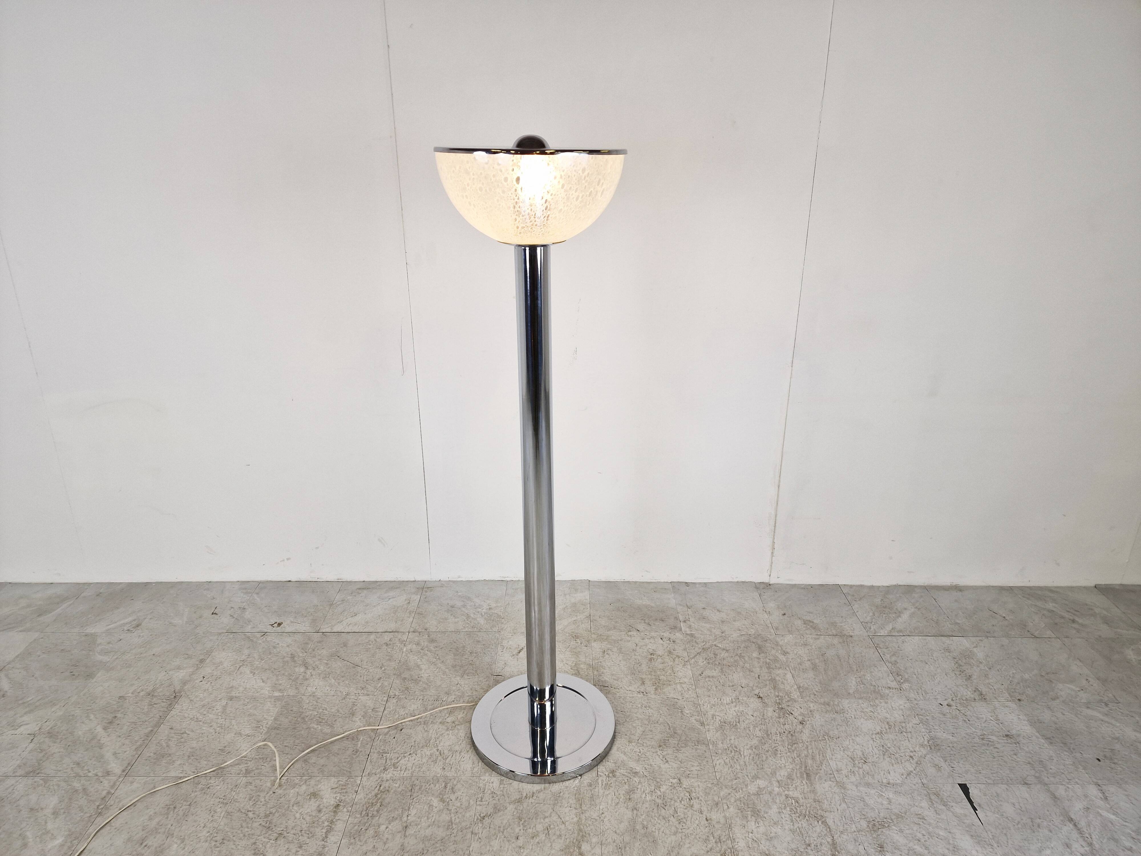 Vintage chrome and glass floor lamp, 1970s
