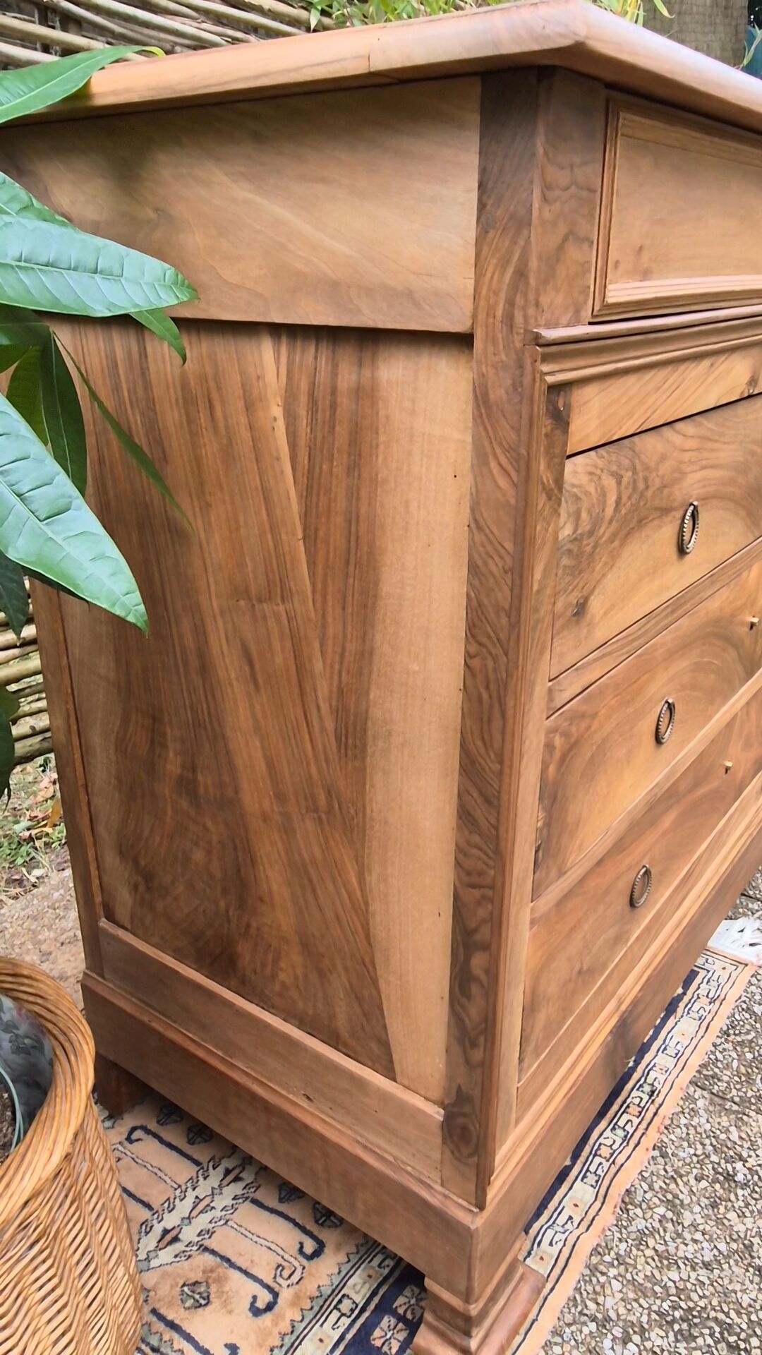 Louis-Philippe chest of drawers in solid walnut