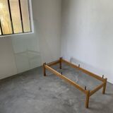 Scandinavian table blond teak and glass 60