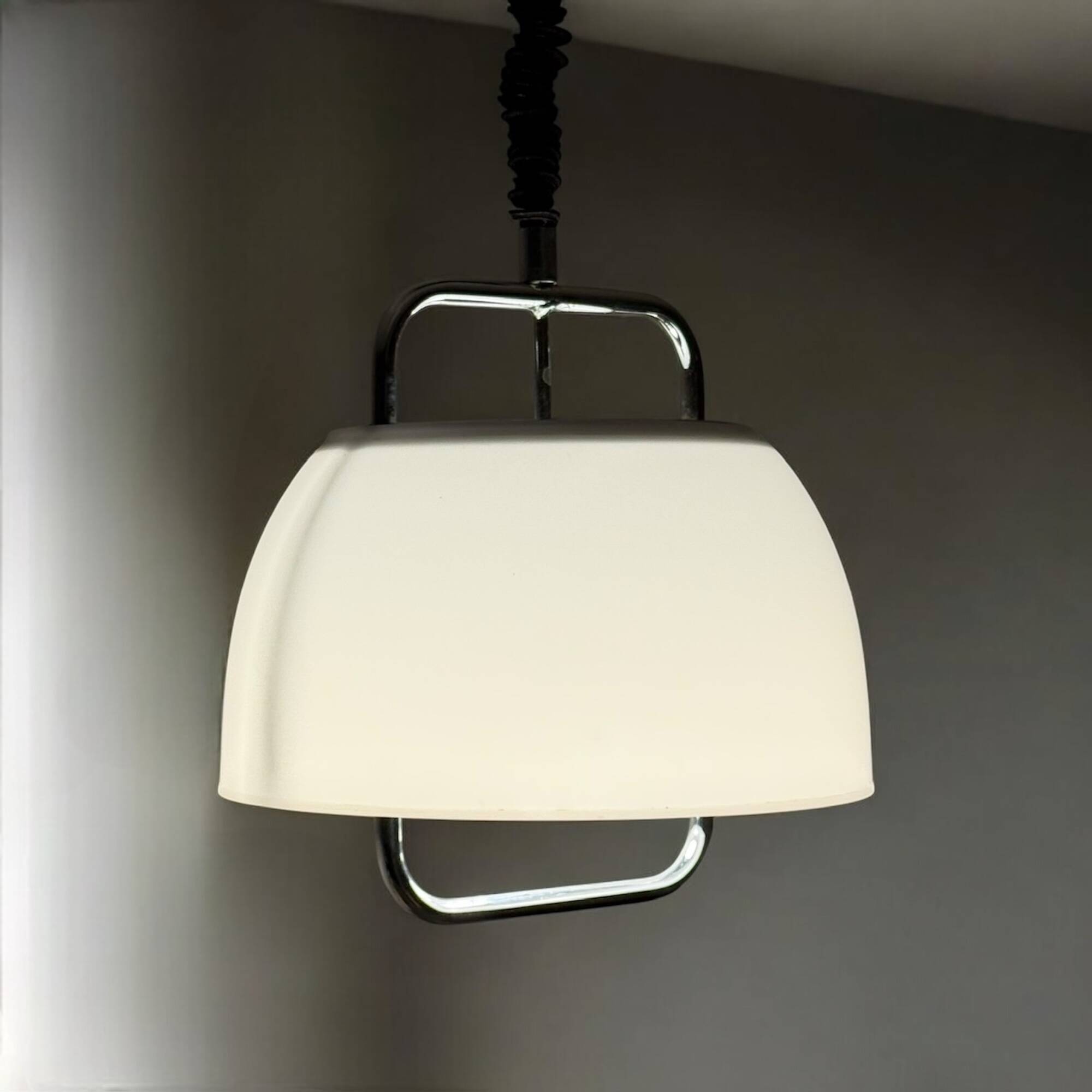 Pendant Lamp Harvey Guzzini with Large Acrylic Shade, 1970s