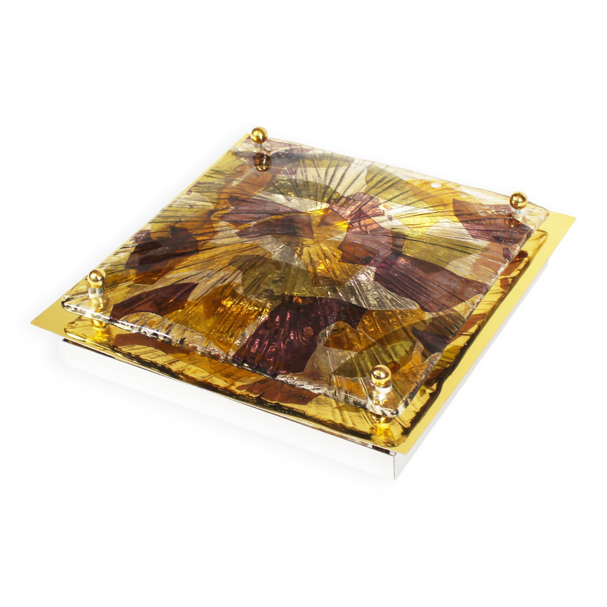 Brass and murano glass flush mount light by La Murrina Italy