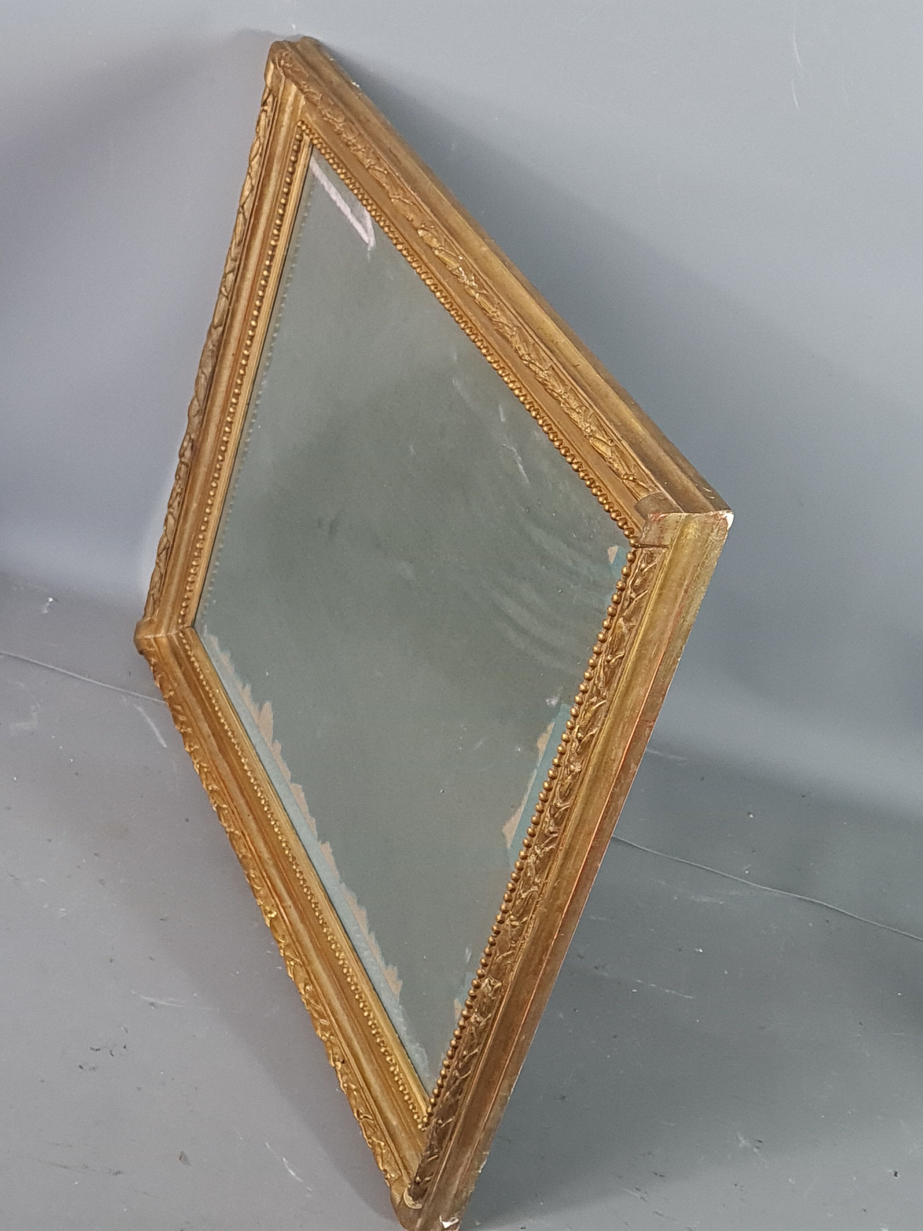 Old frame with keys, gilded stucco wood, pearl frieze 46x38 cm, foliage 40.3x32.1 cm + SB glass
