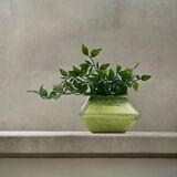 Vintage Ceramic Vase in Sage Green Bertoncello Handmade Decor, Italy, 1970s